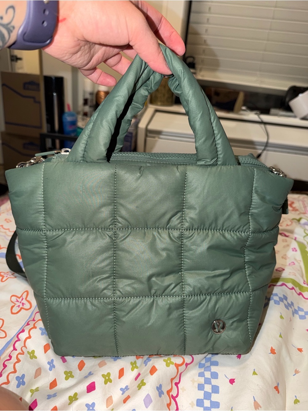 lululemon athletica Quilted Forest Green Tote